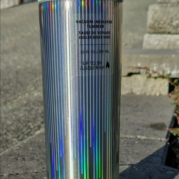Iridescent Holographic stripes Stainless Steel Insulated Silver Mint Blue Top - Picture 9 of 10